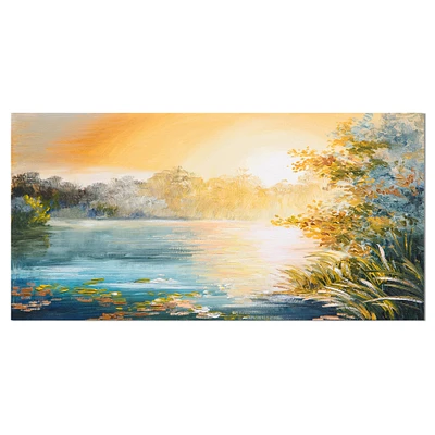Designart - Sunset on the Lake - Landscape Art Print Canvas