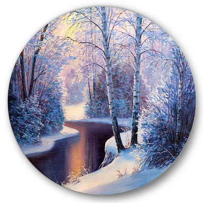 Designart - Christmas Forest With River and Trees I