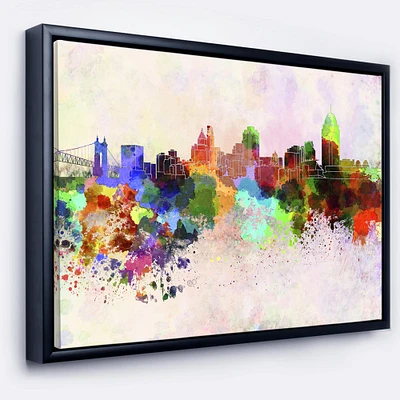 Designart - Cincinnati Skyline - Cityscape Canvas Artwork Print in Black Frame