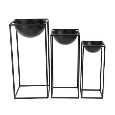 Black Metal Modern Planter Set