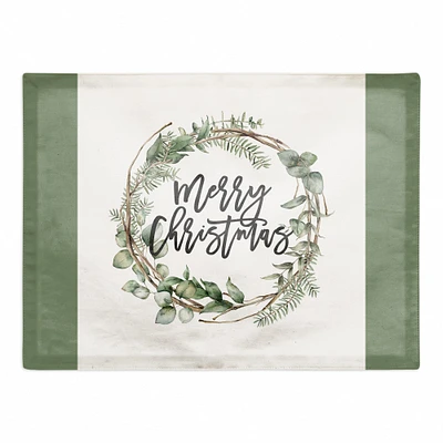 Merry Christmas Wreath Poly Twill Placemat