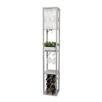 Simple Designs™ Floor Lamp Storage Shelf and Wine Rack with Linen Shade