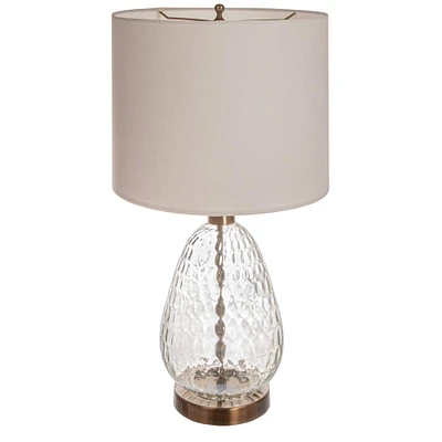 2ft. Textured Glass Base Table Lamp with White Cotton Drum Shade