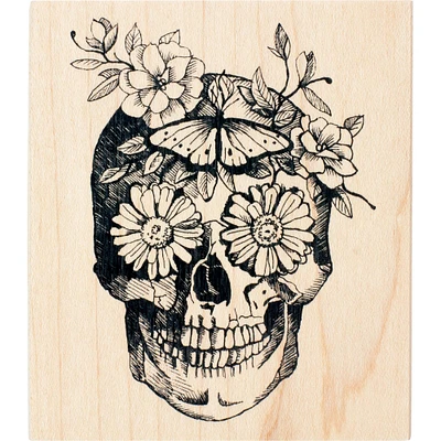 Inkadinkado® Floral Skull Wood Stamp