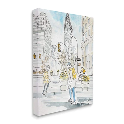 Stupell Industries Watercolor City People Canvas Wall Art