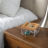 Simplify Bamboo Lid Square Clear Organizer