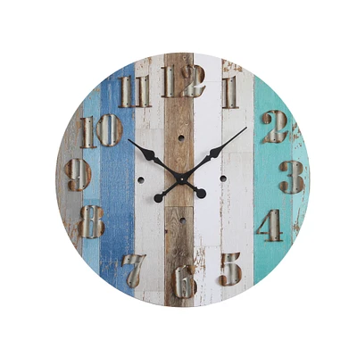 Multicolor Wood Wall Clock with Corrugated Metal Numbers