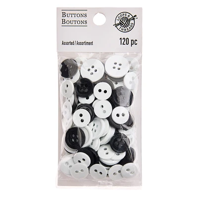 12 Packs: 120 ct. (1,440 total) Favorite Findings™ Black & White Buttons