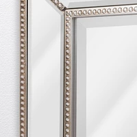 Head West Beaded Champagne Silver Framed Wall Vanity Mirror