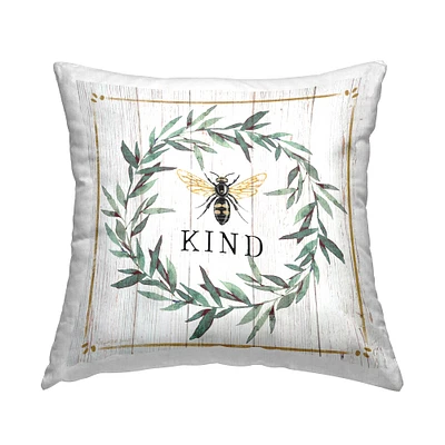 Stupell Industries Bee Kind Phrase Country Farm Insect Pun Throw Pillow 18" x 18"