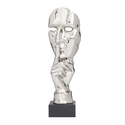 Silver Porcelain Contemporary Sculpture, 17" x 5" x 5"