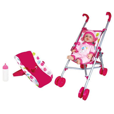 Lissi Dolls 12" Twin Baby Dolls with Twin Jogger Stroller