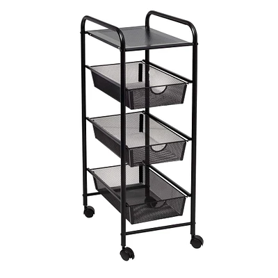 Honey Can Do Black Metal 3-Drawer Rolling Storage Cart