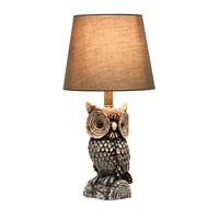 Simple Designs™ 20" Brown and White Owl Table Lamp with Shade
