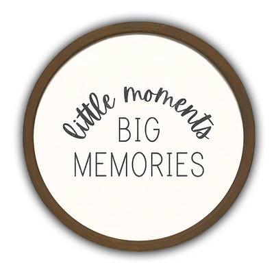 Little Moments Big Memories Round Brown Framed Print