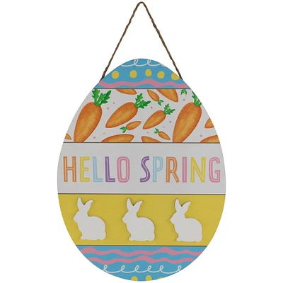 Hello Spring Colorful Easter Egg Wooden Wall Sign