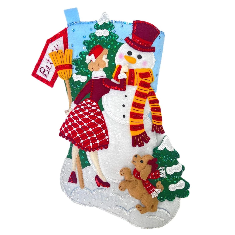 Bucilla® 18" Date with a Snowman Felt Stocking Applique Kit