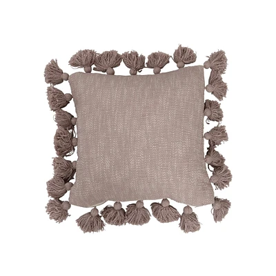 Lavender Woven Mélange Cotton Pillow with Tassels