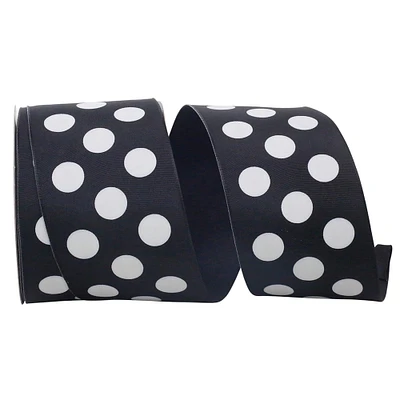 The Ribbon Roll 2.5" x 20yd. Satin Wired Large Dots Ribbon