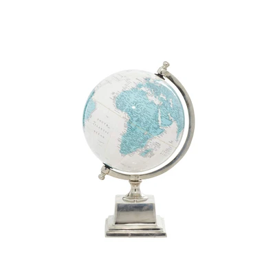 13" Turquoise & White Aluminum Globe