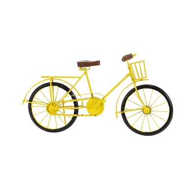 19" Yellow Metal Vintage Bicycle Sculpture