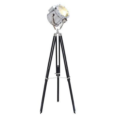 75" Black Wood Industrial Floor Lamp