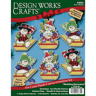 Design Works™ Sledding Snowman Plastic Canvas Ornament Kit