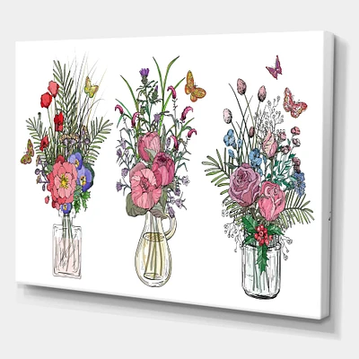 Designart - Bouquets Of Wildflowers In Transparent Vases II