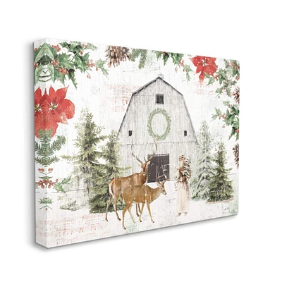 Stupell Industries Rustic Holiday Barn Animals Seasonal Christmas Winter Canvas Wall Art