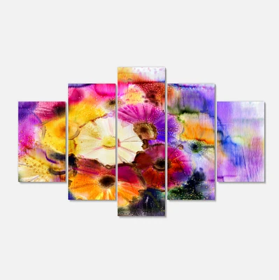 Designart - Bunch of Colored Daisy Flowers - Large Floral Canvas Art Print