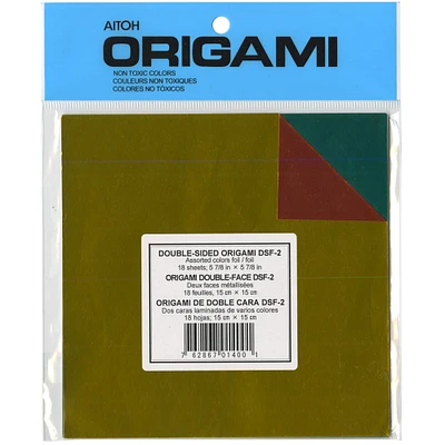 Aitoh 5.875" Assorted Foil Double-Sided Origami Paper, 24 Sheets