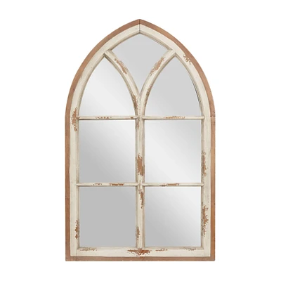 White Vintage Wood Wall Mirror, 51" x 32"