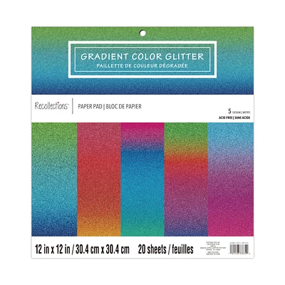 Gradient Color Glitter Paper Pad by Recollections™, 12" x 12"