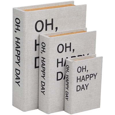 Light Gray Oh, Happy Day Linen Storage Book Box Set