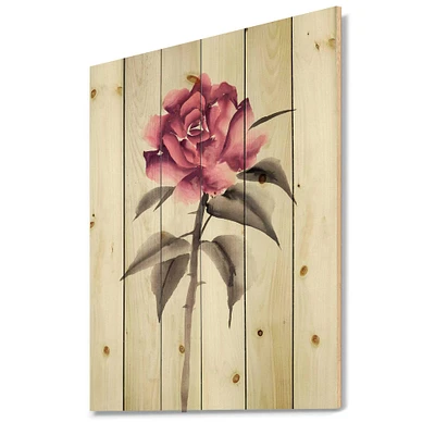 Designart - Vintage Pink Rose Flower