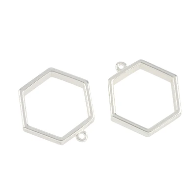Open Back Frame Hexagon Pendants, 2ct. by Bead Landing™