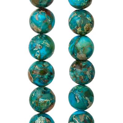 Turquoise Dyed Imperial Jasper Round Beads, 10mm by Bead Landing™