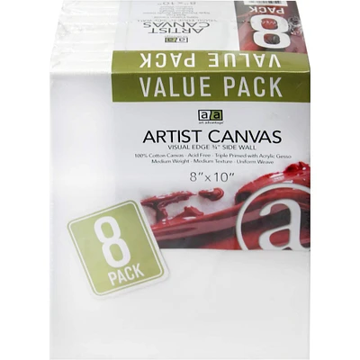Art Advantage® 8 Pack 8" x 10" Visual Edge Value Pack Canvas