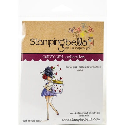 Stamping Bella Curvy Girl With A Jar Of Hearts Cling Stamps
