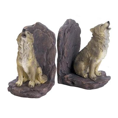 5.5" Howling Wolf Bookends