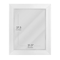 Head West Glossy White 27.5" x 33.5" Framed Beveled Accent Wall Vanity Mirror