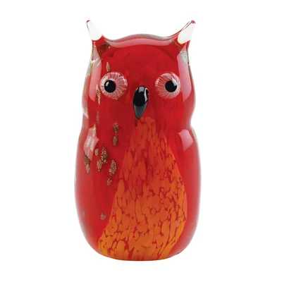 5" Red Art Glass Owl Figure