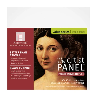Ampersand™ The Artist Panel™ 4" x 4" Cradled Primed Wood Panel