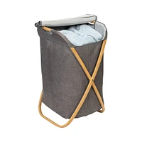 Honey Can Do Gray Bamboo & Canvas Laundry Hamper