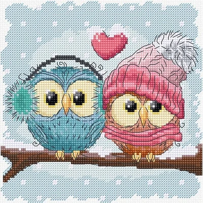 Luca-s Two Cute Owls Counted Cross Stitch Kit