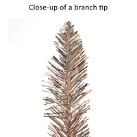 4ft. Pre-Lit Rose Gold Artificial Alpine Pencil Christmas Tree, Clear Lights