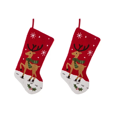 Glitzhome® 20" Red Reindeer Stockings, 2ct.