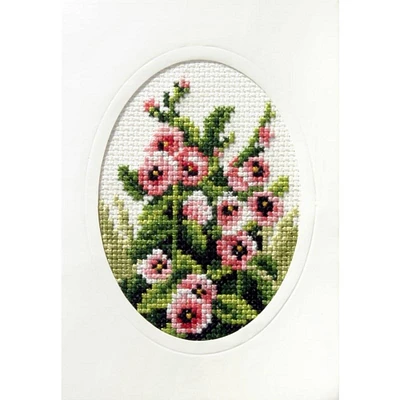 Orchidea Hollyhock Greeting Card Complete Cross Stitch Kit