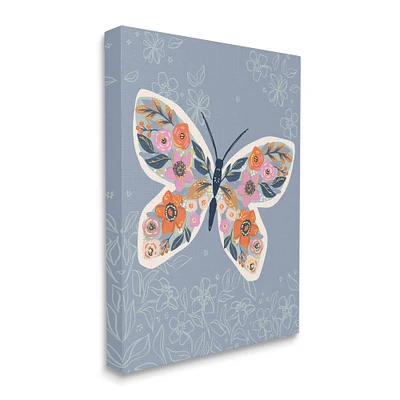 Stupell Industries Floral Pattern Butterfly Wings Spring Bloom Insect Canvas Wall Art