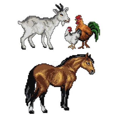 Crafting Spark Farm Animals Plastic Canvas Counted Cross Stitch Kit